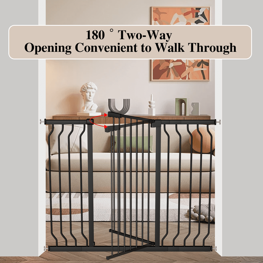 Fairy Baby Baby Gate Tall 40.55" Extra Wide Pet Dog Gate 30"-34" Black Metal