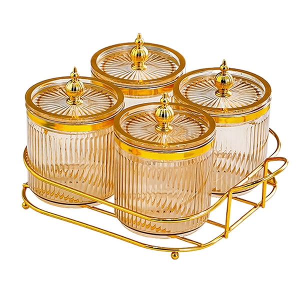 Bandeja de frutos secos con tapa y bandeja para decoración de bodas, multifuncional para servir postres. Amarillo 4 rejillas
