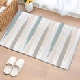 thumbnail image 2 of Blue Khaki 2x3 Area Rugs for Living Room, Striped Concise Brush Abstract Non Slip Floor Mat Washable Low-Profile Indoor Carpet for Bedroom, Dining Room, Bathroom, 2 of 9