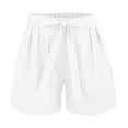 thumbnail image 7 of Tnhcen Women's Cotton-Linen Look Drawstring Shorts Elastic Waist Side Pockets Pre-Shrunk Imitation Fabric Athletic Casual Summer Shorts S-4XL Multiple Colors Available, 7 of 7