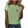thumbnail image 3 of WILLBEST T-Shirts pour Femmes Mode Féminine Jour de l'Indépendance Drapeau Col Rond Double Lettre Imprimé Manches Courtes T-Shirt 3, 3 of 3