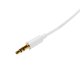 thumbnail image 1 of Startech.com 2m White Slim Cable de audio estéreo de 3.5 mm - Audio de 3.5 mm Aux Stereo - Cable de auriculares masculinos a masculino - 2x 3.5 mm Mini Jack (M) White (mu2mmmswh), 1 of 2