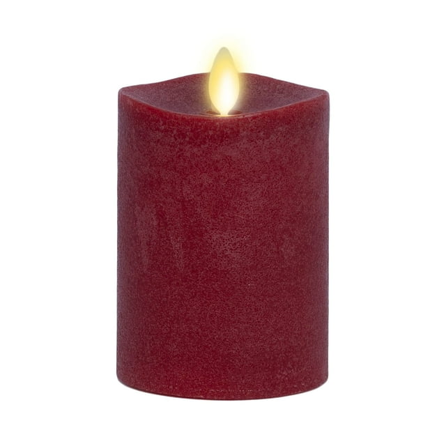 Vela LED en forma de pilar parpadeante, sin llama, funciona con pilas, color rojo, 3 x 4,5 cm