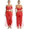 thumbnail image 1 of TiaoBug Womens Shiny Sequins Off Shoulder Jumpsuit with Choker Flowy Tassel Rompers One Piece Outfits Red 3XL, 1 of 6