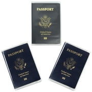 Clear Passport Cover Plastic Passport Protector Vinyl ID Card Protector Case Holder Travel Pack of 3 (2 Clear 1 Frosted)