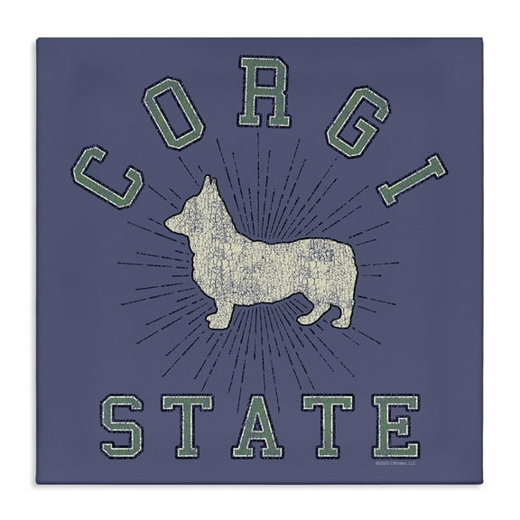 Stupell Industries Vintage Corgi State Novelty & Humor Painting Wrapped Canvas Art Print Wall Art, 17 x 17