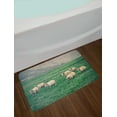 thumbnail image 2 of Farm Animal Bath Mat, Husbandry Themed Photo with Sheep Grazing on Grass in Iceland Nature, Plush Bathroom Decor Mat with Non Slip Backing, 29.5" X 17.5", Ecru and Fern Green, by Ambesonne, 2 of 2