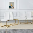 thumbnail image 3 of Llinc Store Set of 4 White PU Simple Arch Dining Chair High Resilience Chairs with Arched Metal Gold Leg, 3 of 9