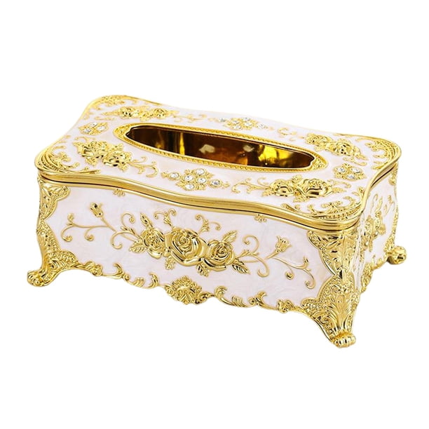 Pañuelos faciales decorativos cuadrados y rectangulares europeos creativos para baño Blanco Dorado