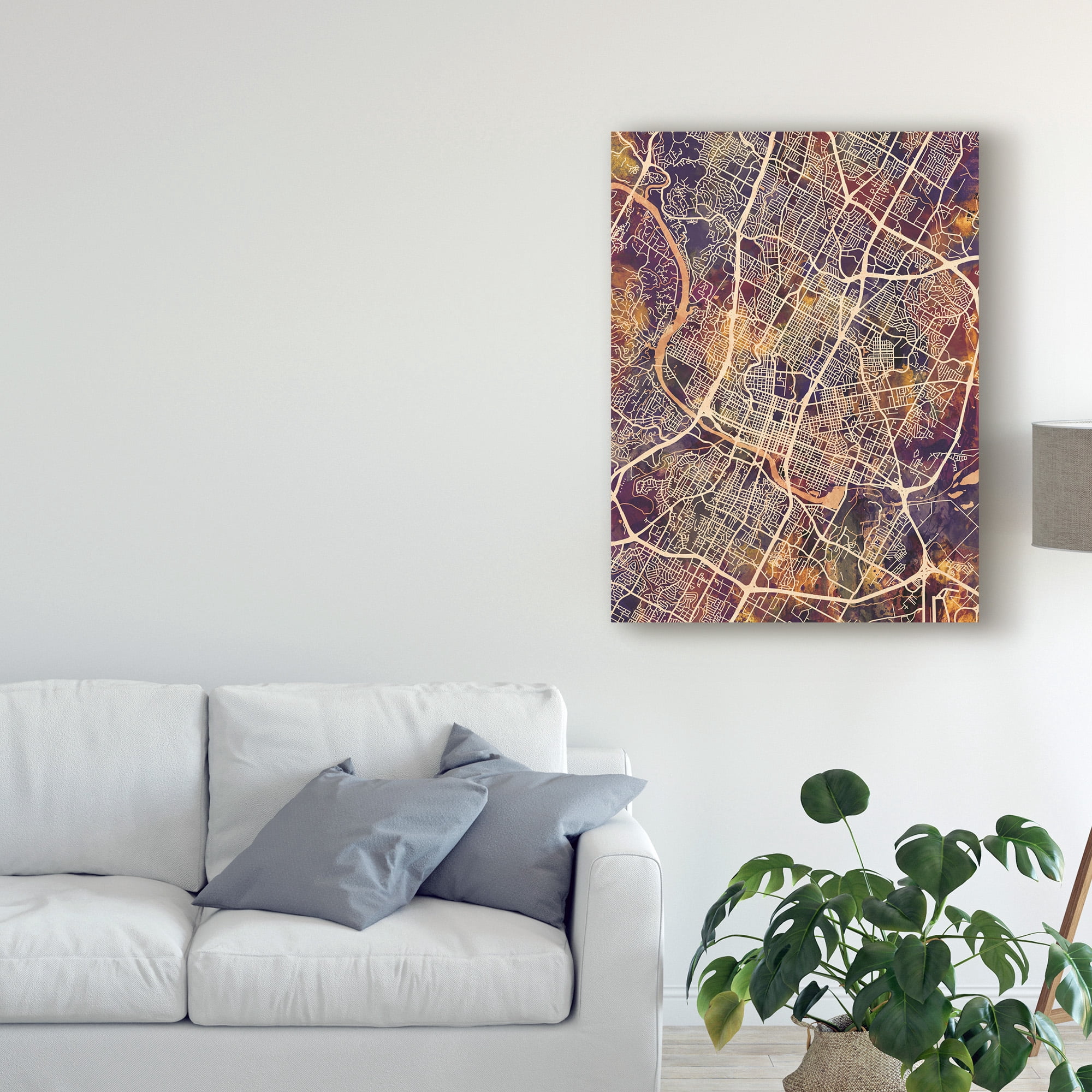 Trademark Fine Art 'Austin Texas City Map II' Canvas Art by Michael Tompsett