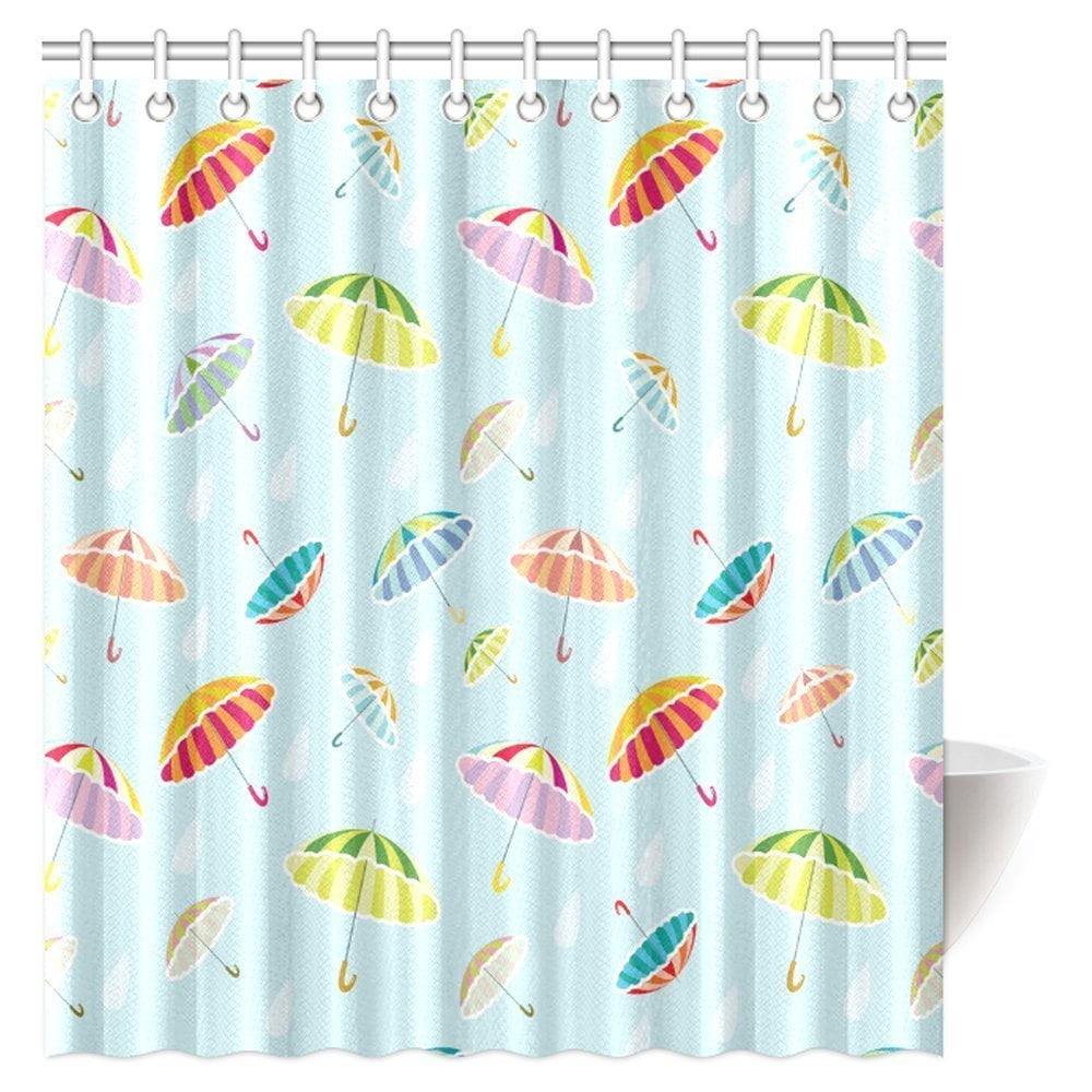Pop Apartment Decor Shower Curtain Colorful Rainbow Umbrellas