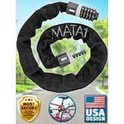 Mata1 Bike Chain Lock, Anti-Theft w/ 5-Digit Combination Code, Heavy-Duty Cable for Scooters & Kids' Stroller, Black
