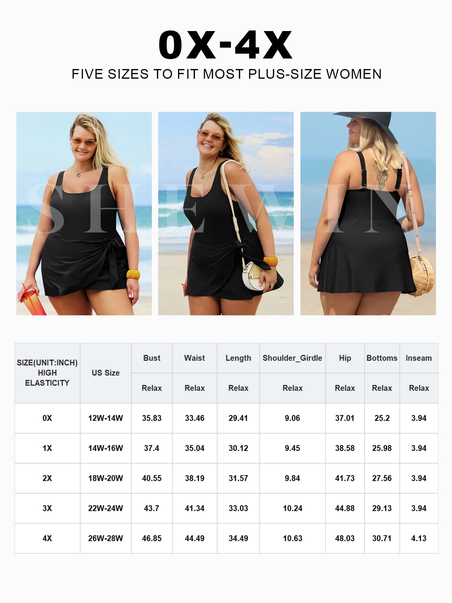 SHEWIN Womens Plus One-piece Swimsuits Padded Swim Dress Side Knot One Piece Bathing Suit with Skirt Summer Swimwear