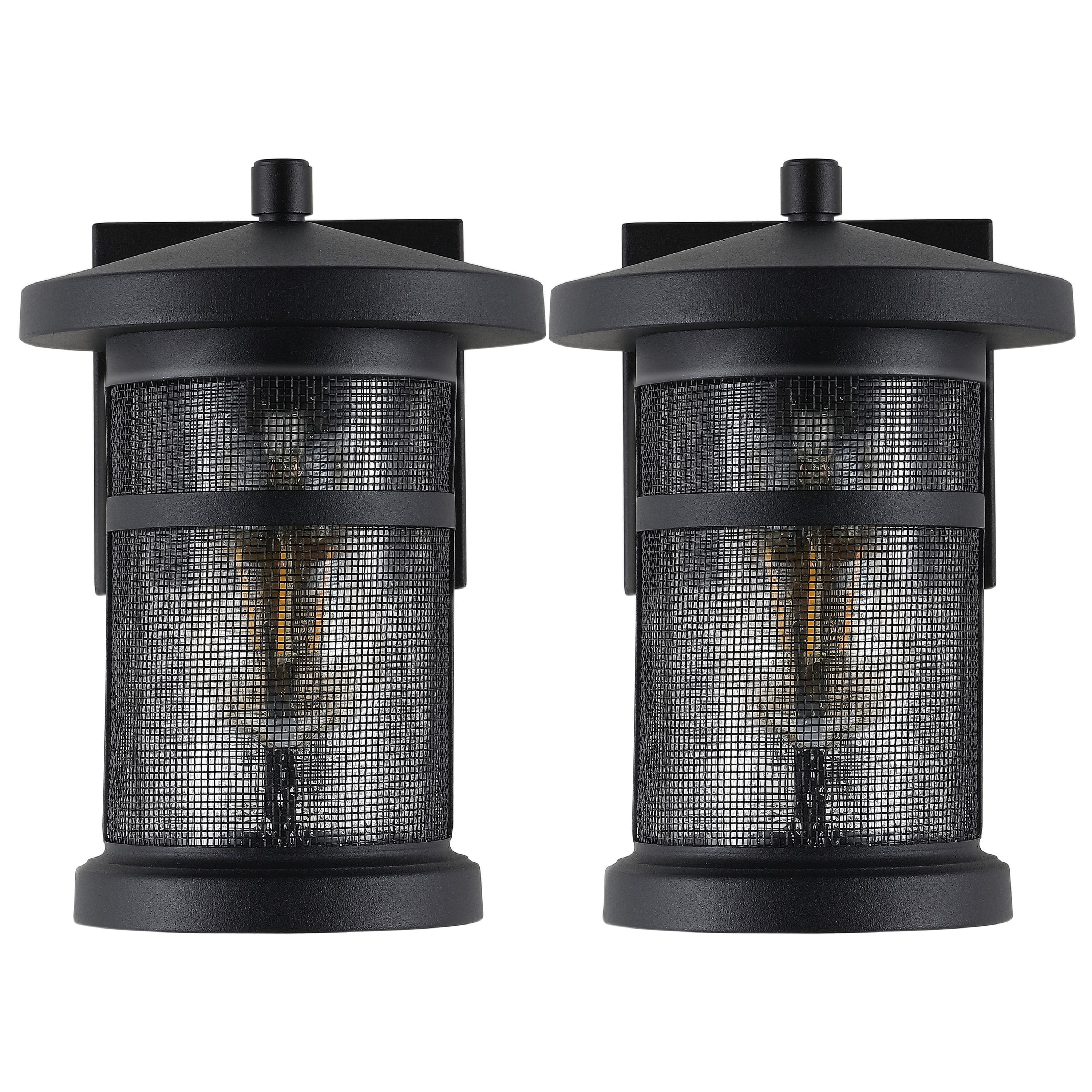 SAFAVIEH Osprey T10 Black Metal Wall Sconce with Shade, Set of 2