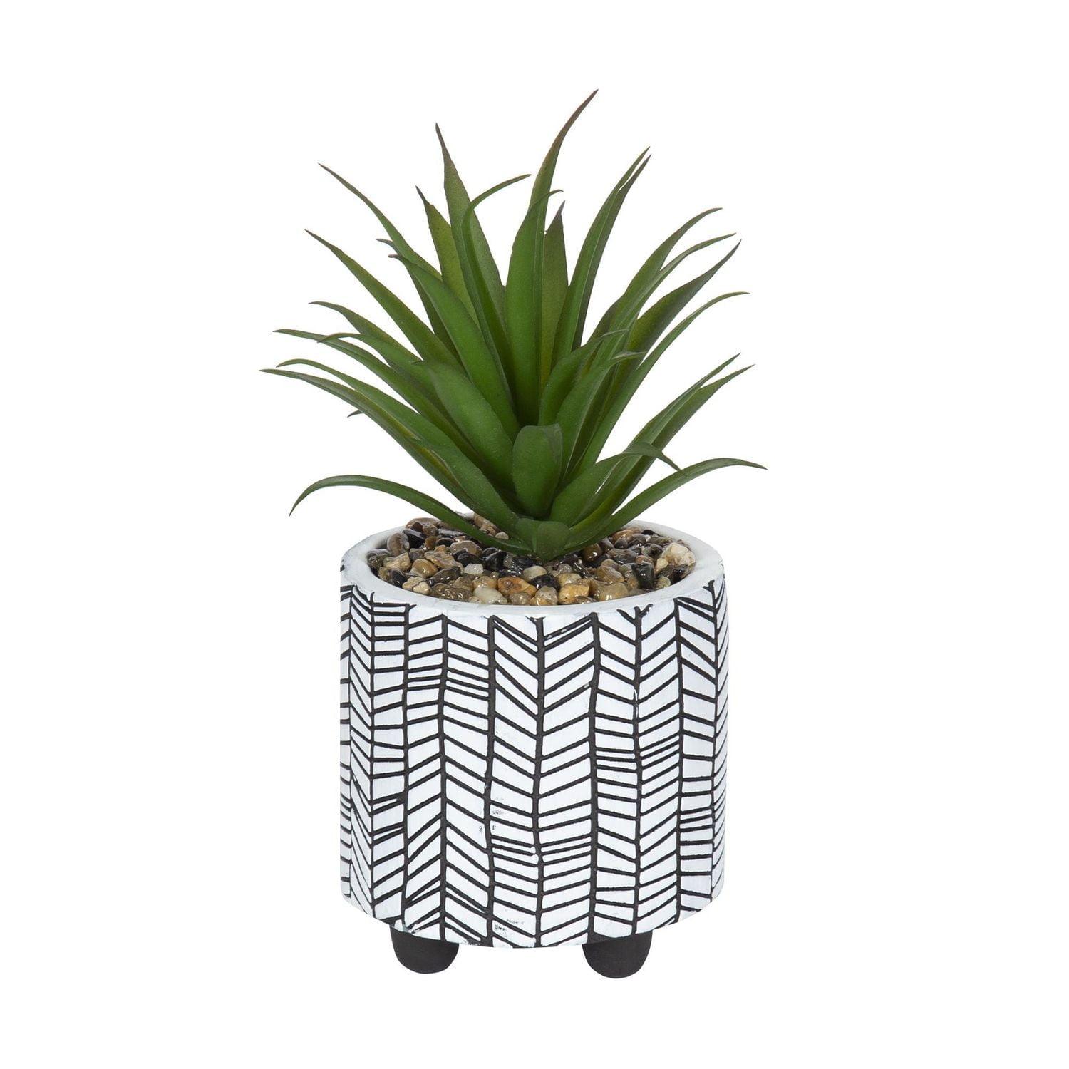 Plante grasse artificielle Gwinnett dans un pot avec chevrons de hometrends
