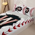 thumbnail image 3 of Homewish Letter W Baseball Player Print Zipper Full Size Comforter Sets with Fitted Sheet and 2 Pillowcases,Sports Monogram Zipper Bedding Set For Kids Boys And Girls,Reversible,4-Piece, 3 of 7