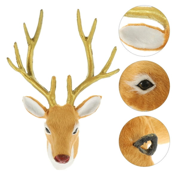 HOMEMAXS Animal Head Decor Simulation Deer Head Statue Xmas Tabletop Animal Decoration