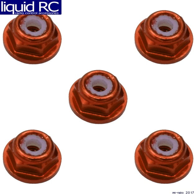 5 Xspede 2mm orange aluminum flanged lock nuts LNF203 