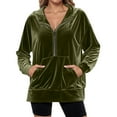thumbnail image 4 of Dpytoraw Women's Fleece Hoodie, Long Sleeve Pullover for Streetwear Daily Green L, 4 of 6