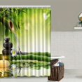 thumbnail image 2 of 1pc Modern Chinese Style Shower Curtain with 12 Hooks and Bamboo and Stone Pattern - Perfect for Bathroom Decor and Organization, 2 of 5