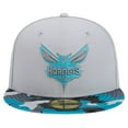 thumbnail image 2 of Men's New Era Gray Charlotte Hornets Active Color Camo Visor 59FIFTY Fitted Hat, 2 of 6