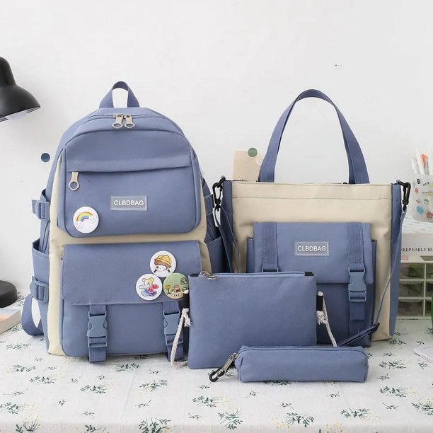 5pcs Sets Harajuku Kawaii Kids School Backpack Cute Women's Bagpack Bookbag Laptop Bag For Teenage Girls Rucksack Students Bag