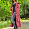 thumbnail image 6 of idosla Womens Casual Long Sleeve Open Cardigan Warm Hooded Outwear Coat Cable Knit Long Cardigan Sweaters with Pockets (Hot Pink, 3XL), 6 of 6