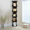 Yaheetech 5 Tier Wood Round Wall Corner Shelf Slim Bookshelf/Bookcase Tall Display Rack ( Brown )