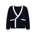 thumbnail image 3 of Boys‘ Cotton Cardigan Sweater Button-Up V-Neck Knit Basic Casual Outerwear School Uniform Sweater Striped Rib Trim Pullover, 3 of 6