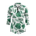 thumbnail image 2 of Uorisanigo Green Palm Leaves Womens Quick Dry Athletic Polo Shirts Casual Fashion Women's 3/4 Sleeve Athletic Golf Shirts Quarter Zip Breathable Versatile Pullover Workout Sports, 2 of 7