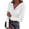 thumbnail image 2 of MYAOTINo Boundaries Ladies Solid Color Cowl Neck Shirt Long Sleeve Basic Top, 2 of 5