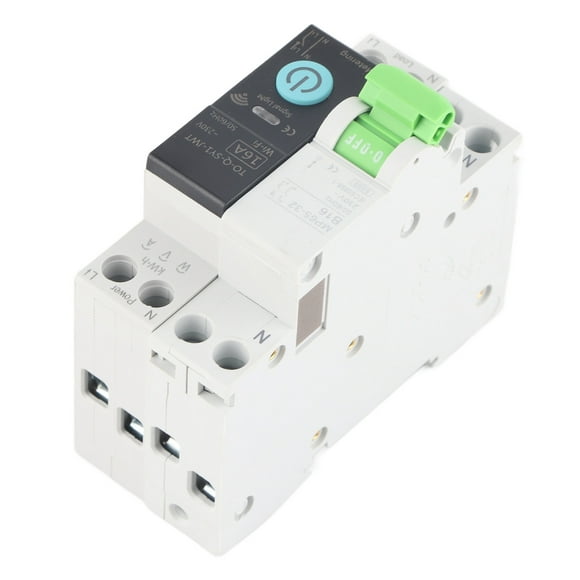 Smart WiFi-Enabled 1P+N Energy Metering Circuit Breaker with Remote Control, 6KA Breaking Capacity, 16A 230V AC, 3 Timing Modes (Timer/Countdown/Loop), Flame Retardant PA66 Material for
