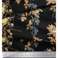thumbnail image 3 of Soimoi Black Cotton Duck Fabric Black Berry & Yellow Sparrow Bird Print Fabric by Yard 44 Inch Wide, 3 of 3