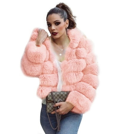 Tweed Peacoat - New Womens Thick Faux Fur Big Hooded Parka Overcat Peacoat Winter Coats Jackets