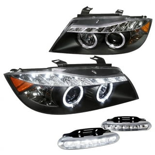  Spec-D Tuning Dual Projector Headlights with 3D LED Tube  Compatible with 2006-2011 BMW 3-Series E90 Sedan and E91 Wagon Left + Right  Pair Headlamps Assembly : Automotive