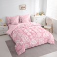 thumbnail image 2 of jejeloiu Gentle Paisley 7-Piece King Bedding For Men Women,Soft Print King Bed in a Bag,Pink White,Pink Reversible, 2 of 7
