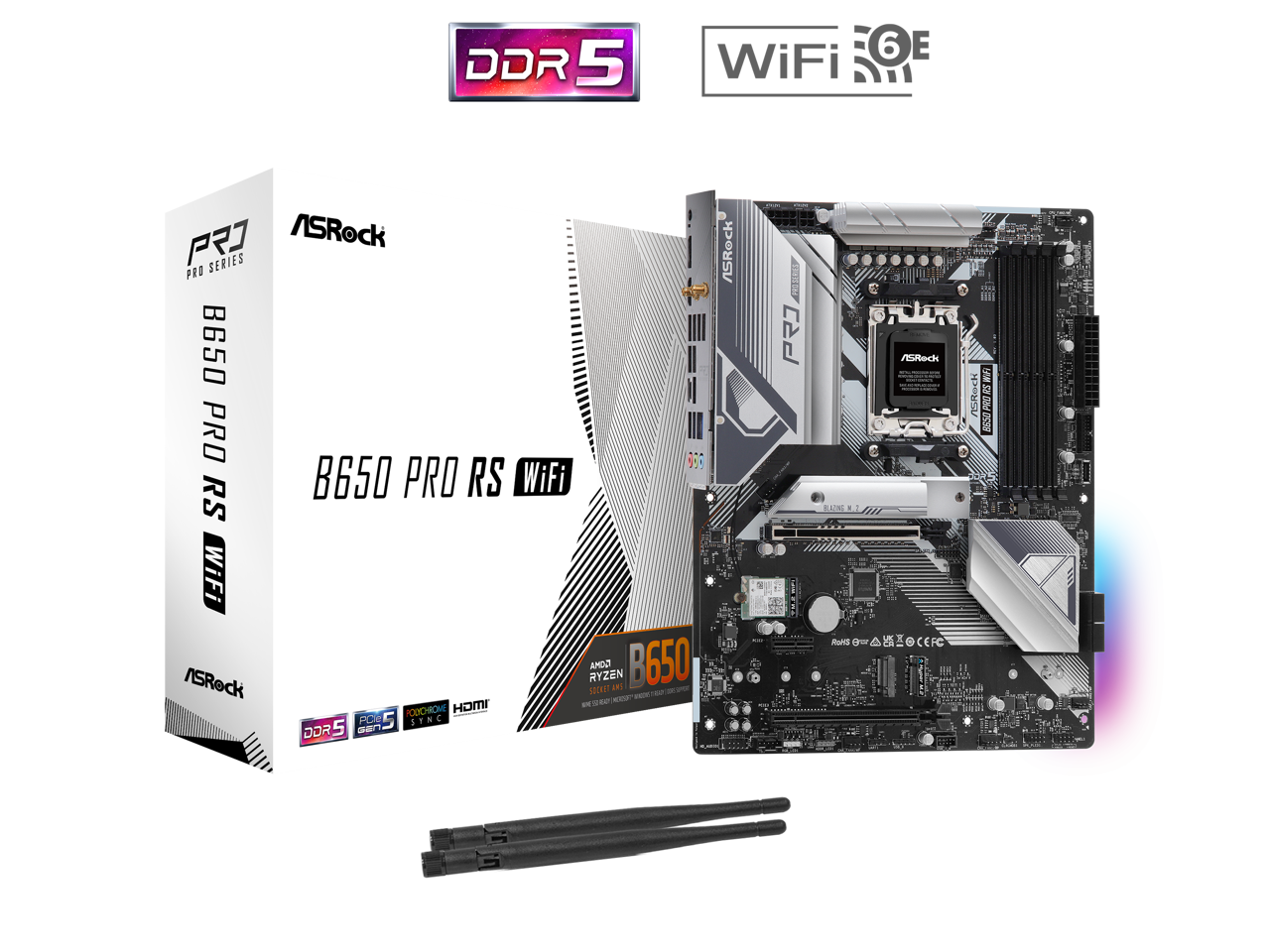 ASRock B650 Pro RS WiFi AM5 AMD B650 SATA 6Gb/s ATX Motherboard