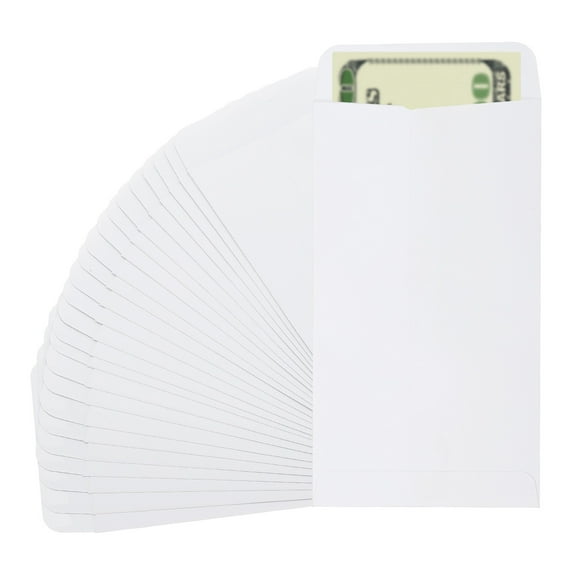 Uxcell Money Envelope, 25 Pcs 6.5" x 3.5" Cash Holder for Checks Coins, White