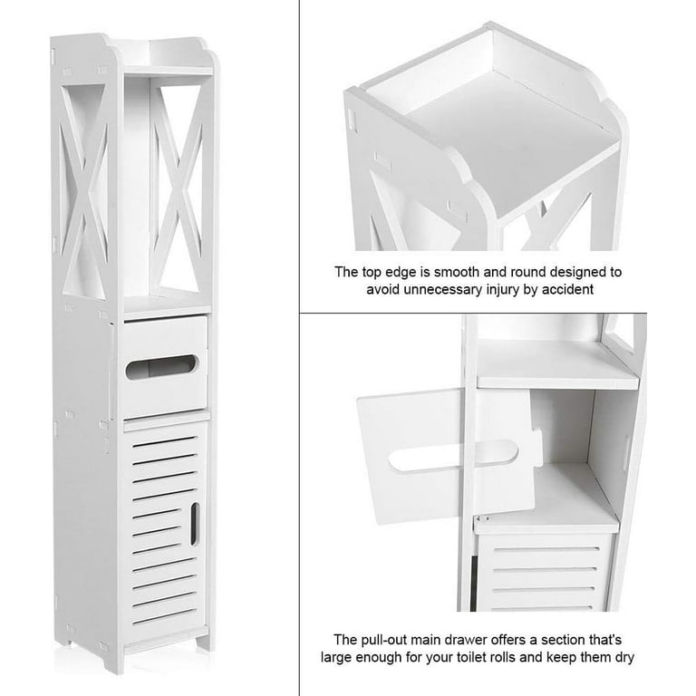 HOMM Bathroom Storage Cabinet With 2 Doors And 2 Shelves, 4 Tier Design Toilet  Paper Storage Stand For Small Space And Corner, L6.7 X W6 X H31 Inch, White