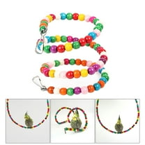 Wood Beads Bird Toys with Revolving Ladder Parrot Toys Funny Rainbow Swing Exercise Toy for Parrots 60cm