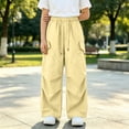 thumbnail image 4 of Xyant Girl's Cargo Pants Loose Fit Hiking Trousers Elastic Waist with Pockets (Yellow,13-14 Years), 4 of 4