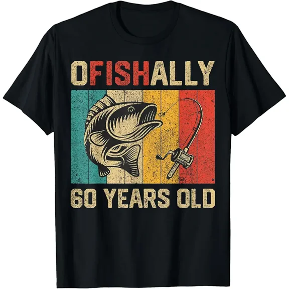 Funny Vintage Fishing 60th Birthday Gift for Fisherman Men Unisex Short Sleeve Graphic T-Shirt