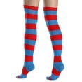 thumbnail image 2 of Striped Patterned Socks (Thigh High) Blue and Red, 2 of 3