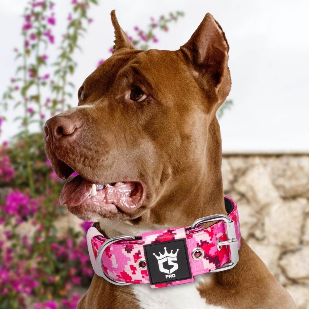 TSPRO Tactical Dog Collar 1.5" Heavy Duty, Camo Pink, Large photo 6