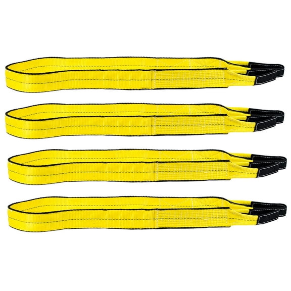 (4 Pack) 2" x 8 ft Web Sling Twisted Eye & Eye 2-Ply Tow Strap Lifting 6400# WLL Vertical