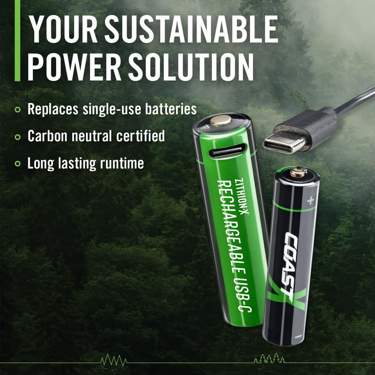 aaさん専用 Coast Zithion-X AA Rechargeable Lithium Batteries, 2400mAh, USB-C
