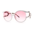 thumbnail image 6 of Womens Unique U Arm Round Exposed Lens Minimal Designer Sunglasses White Tortoise - Pink, 6 of 8