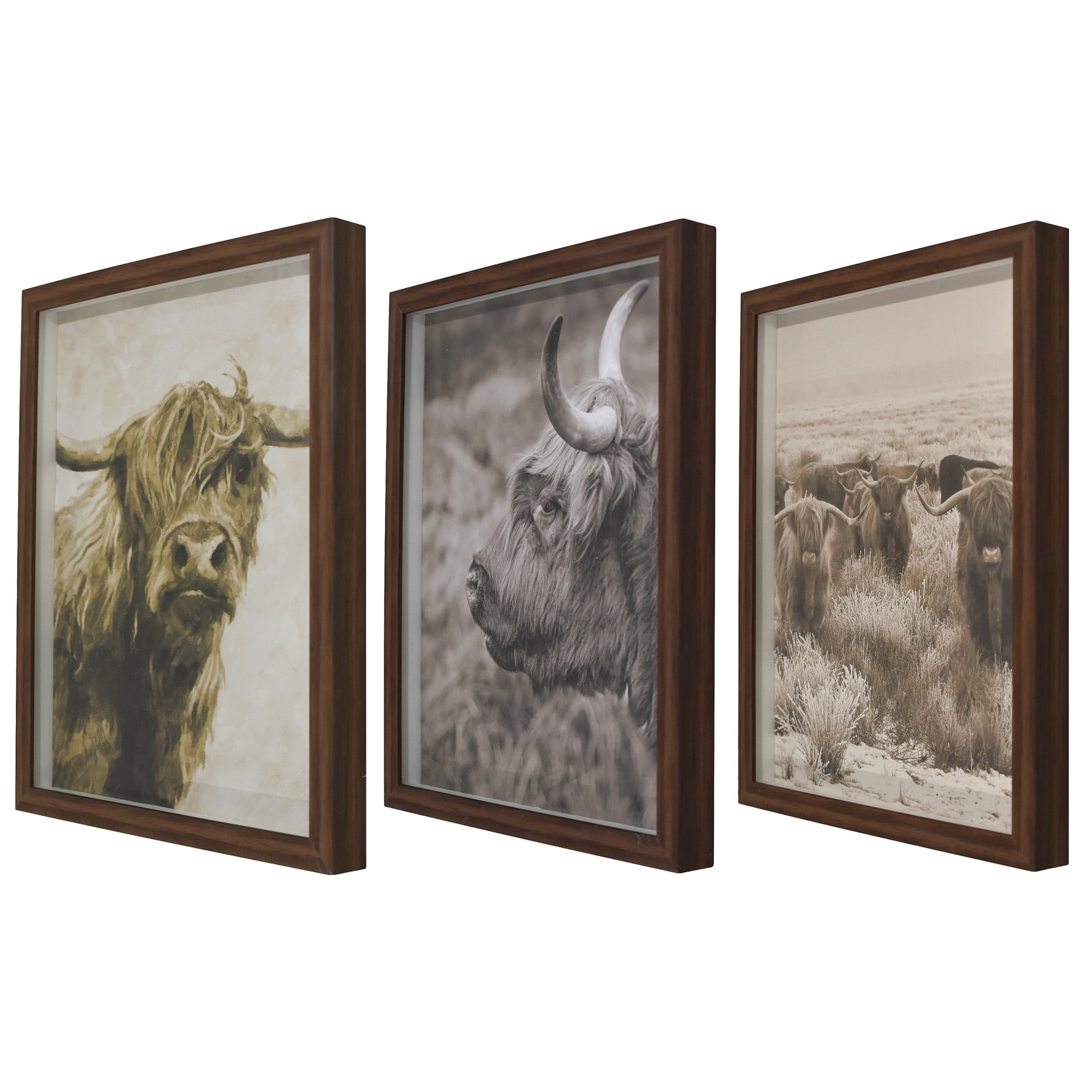 Crystal Art Gallery Highland Cow 11"14" 3-Piece Print Set