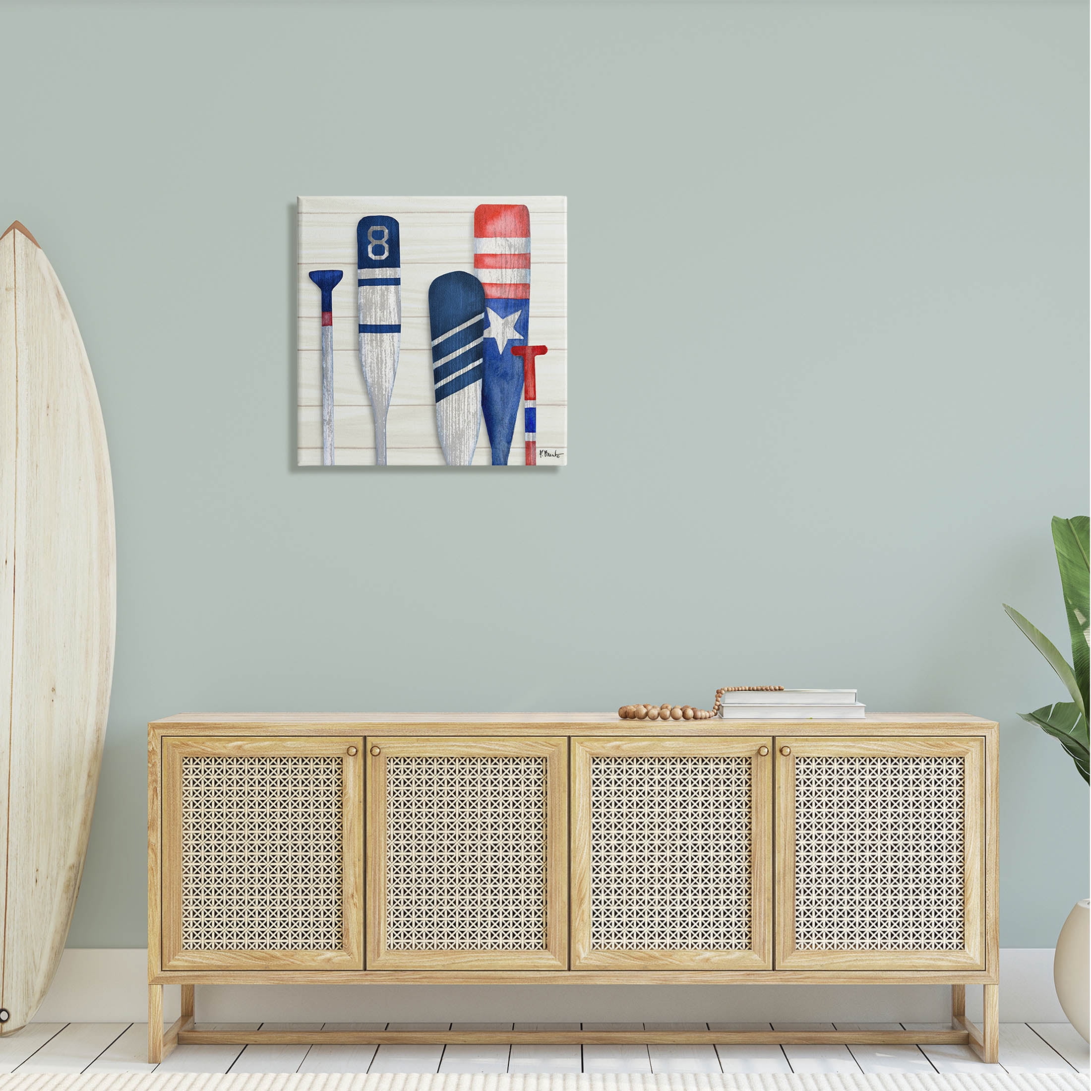 Stupell Industries Port Oars Rustic Americana Patterns Graphic Art Gallery Wrapped Canvas Print Wall Art, Design by Paul Brent