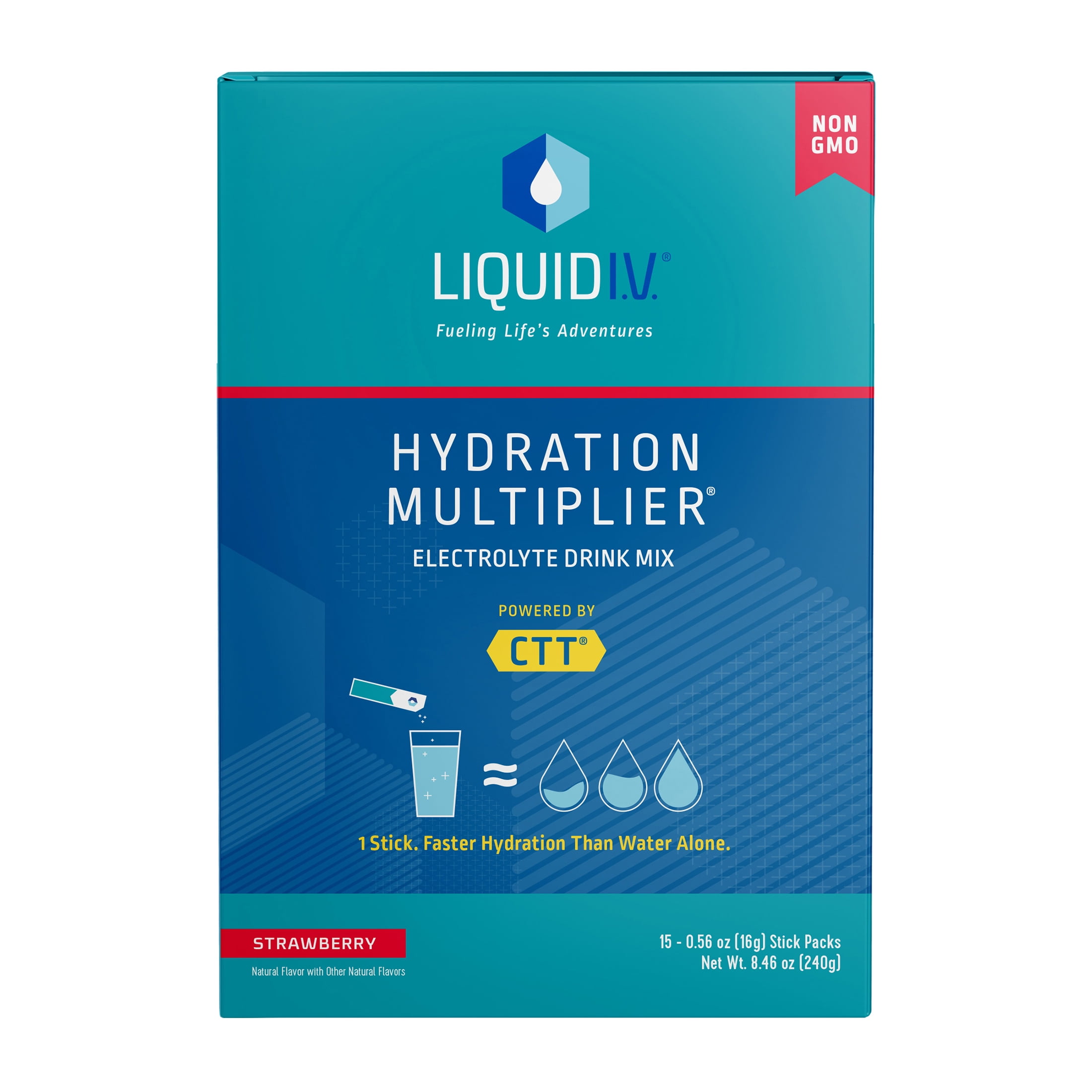 Liquid I.V. Hydration Multiplier Electrolyte Drink Mix, Strawberry - 6 stick packs, 96 g